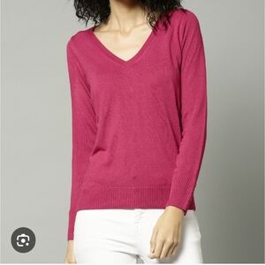 ❄️KS Women's Hot Pink V-neck Cashmere Sweater